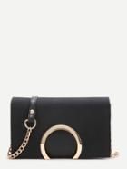 Shein Black Semi-ring Design Crossbody Bag With Chain