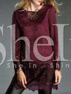 Shein Wine Red Lace Splicing Blouse