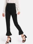 Shein Pearl Embellished Ruffle Hem Pants