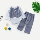 Shein Toddler Boys Tie Neck Romper With Pants