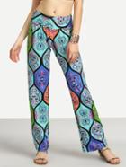 Shein Multicolor Vintage Print Banded Waist Pants