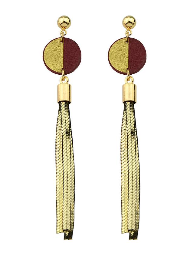 Shein Red Color Punk Rock Long Chain Earrings