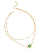 Shein Contrast Glass Pendant Double Layer Necklace