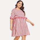 Shein Plus Tassel Embellished Striped Flowy Dress