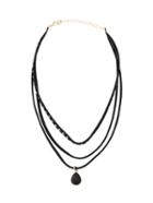 Shein Layered Waterdrop Shaped Studded Ribbon Choker Necklace