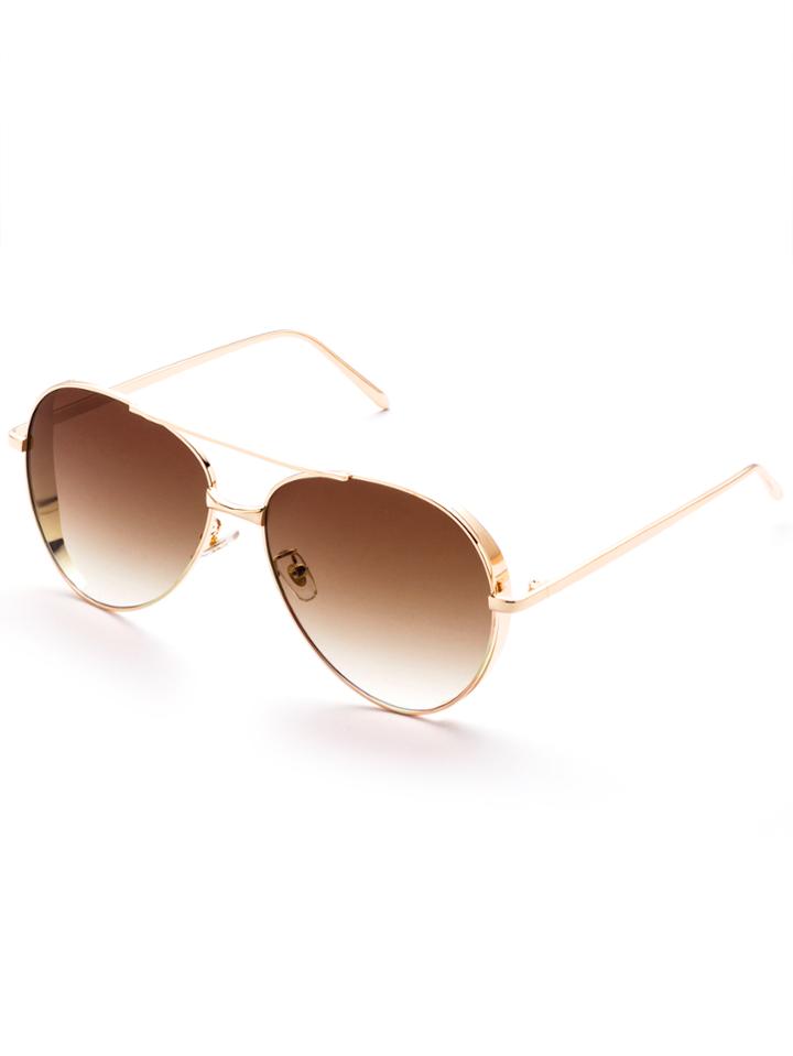 Shein Gold Frame Double Bridge Aviator Sunglasses