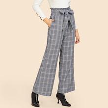 Shein Tied Waist Plaid Pants