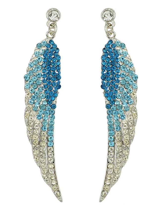 Shein Lightblue Rhinestone Wing Shape Earrings