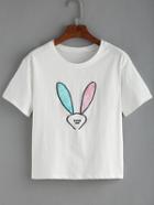 Shein Abstract Bunny Embroidered T-shirt