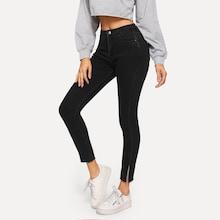 Shein Raw Hem Split Skinny Jeans