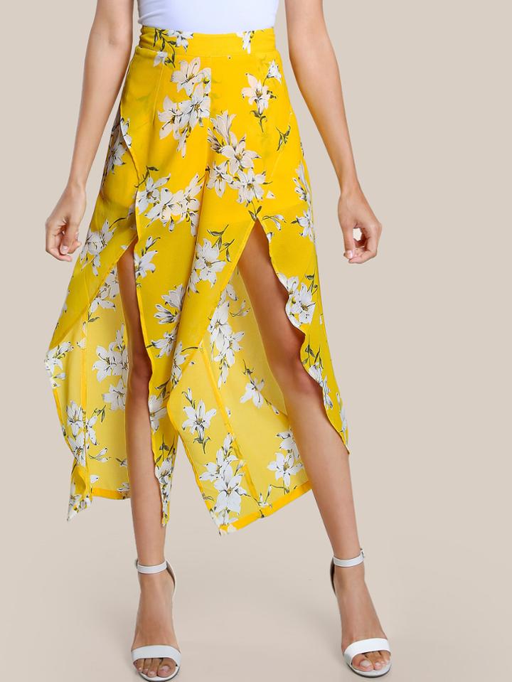 Shein Overlap Open Front Culotte Pants