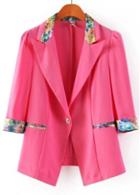 Rosewe Gorgeous Three Quarter Sleeve Print Design Pink Blazer