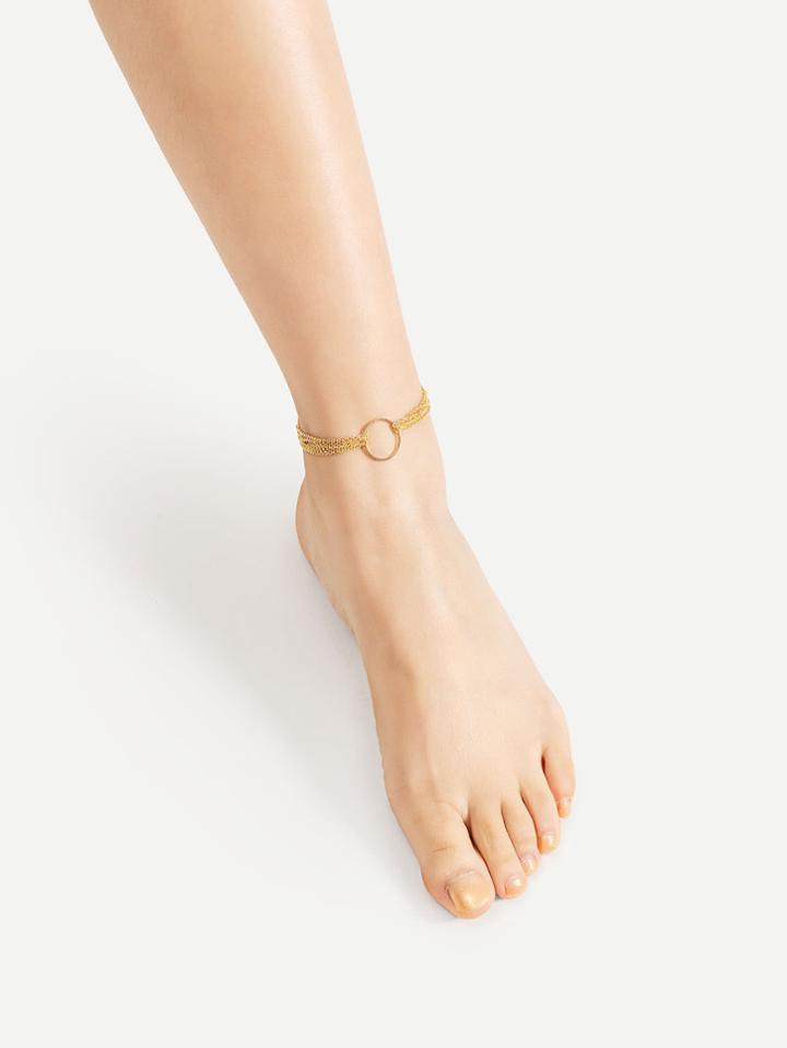 Shein Ring Front Layered Chain Anklet