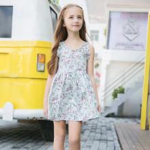 Shein Girls Knot Back Frill Trim Floral Print Dress