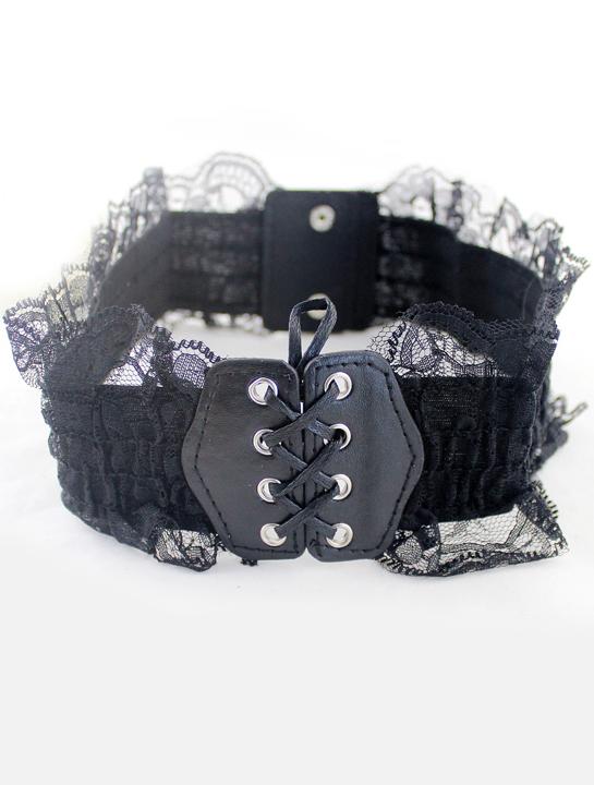 Shein Black Lace Drawstring Wide Belt