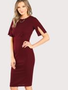 Shein Slit Bell Sleeve Fitted Dress