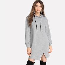 Shein Split Drawstring Hoodie Dress