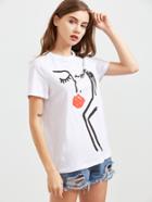 Shein Abstract Face Print T-shirt
