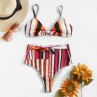 Shein Knot Detail Striped Bikini Set