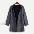 Shein Pocket Decoration Hooded Tweed Coat