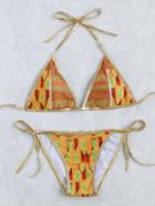 Shein Geometric Print Contrast Trim Triangle Bikini Set