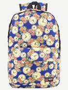 Shein Blue Rose And Clock Print Canvas Backpack