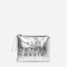 Shein Letter Print Pu Clutch Bag