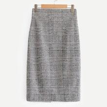 Shein Slit Hem Glen Plaid Tweed Skirt