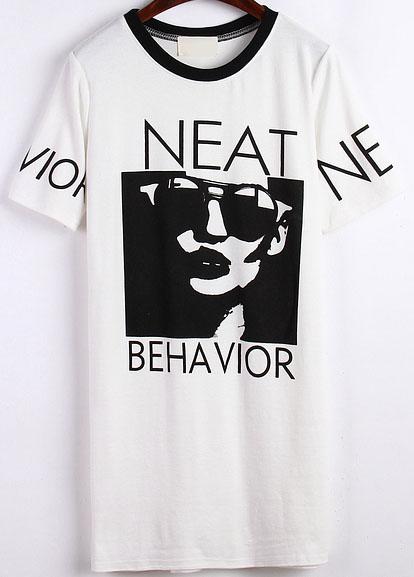 Shein White Letter Print Loose T-shirt