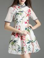Shein White Collar Embroidered A-line Dress