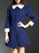 Shein Blue Doll Collar Split Asymmetric Dress