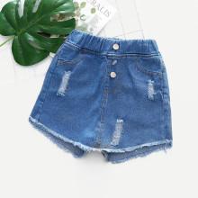 Shein Girls Raw Hem Ripped Denim Shorts