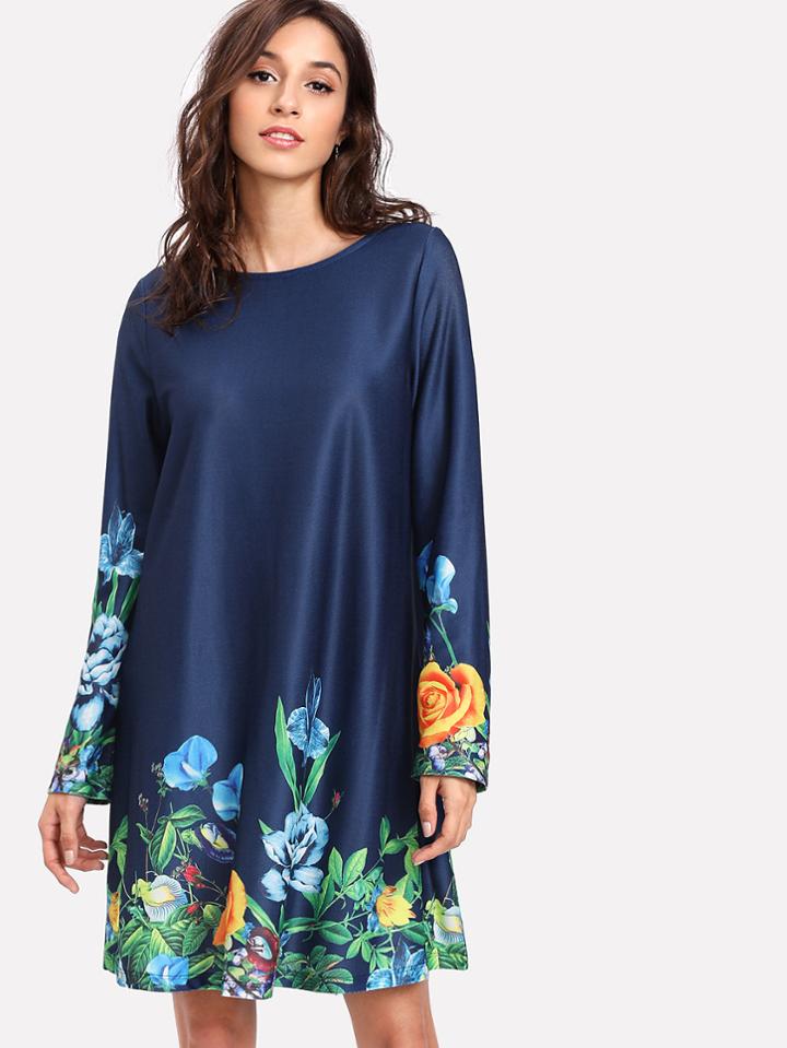 Shein Botanical Print Trim Dress