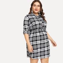 Shein Plus Button Front Plaid Shirt Dress