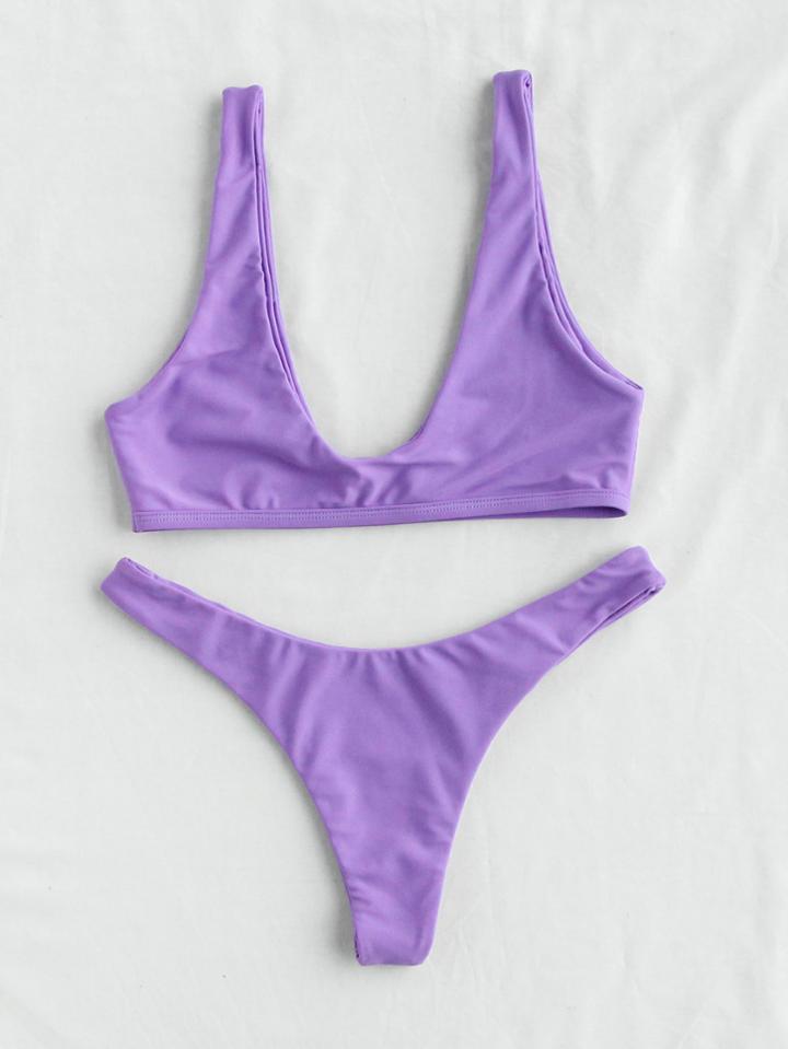 Shein Plunge Neckline Sexy Bikini Set