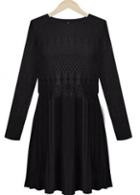 Rosewe A Line Long Sleeve O Neck Mini Dress For Women