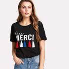 Shein Letter Print Tassel Embellished T-shirt