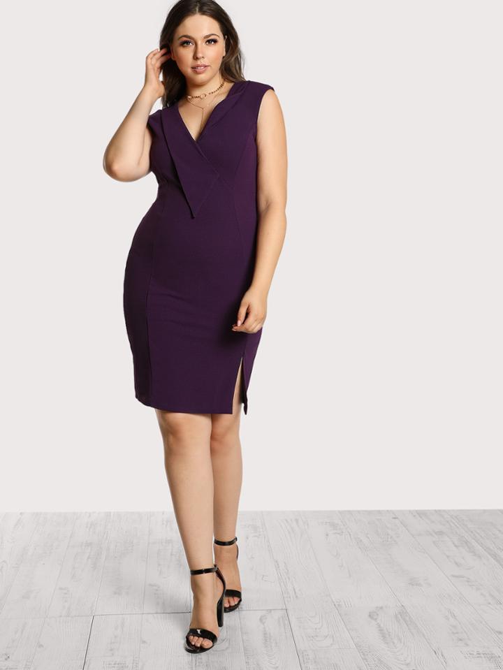 Shein Sleeveless Knee Length Dress Eggplant