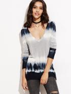 Shein Multicolor Deep V Neck Tie Dye Sweater