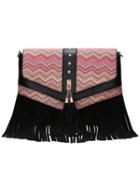 Shein Black Pink Braided Fringe Cross Body Bag