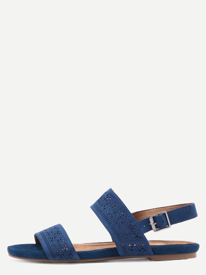 Shein Faux Suede Strappy Sandals - Navy