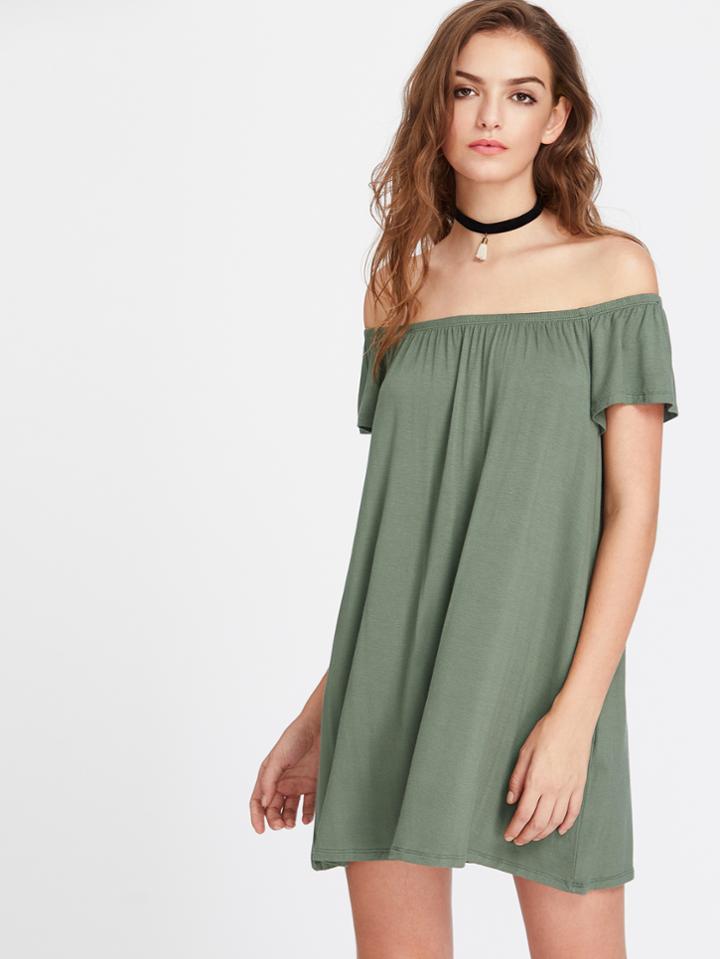 Shein Elasticized Off Shoulder Flowy Dress