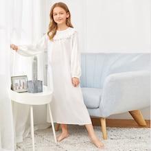 Shein Girls Keyhole Back Contrast Lace Night Dress