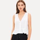 Shein Lace Applique Ruffle Hem Sleeveless Top