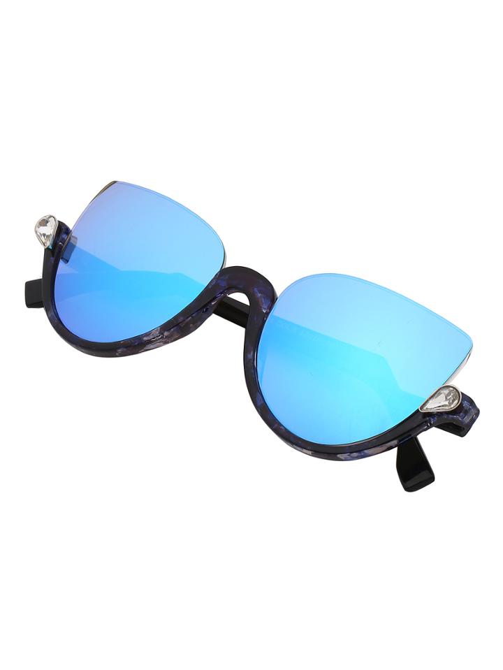 Shein Cat Eye Blue Half Frame Sunglasses