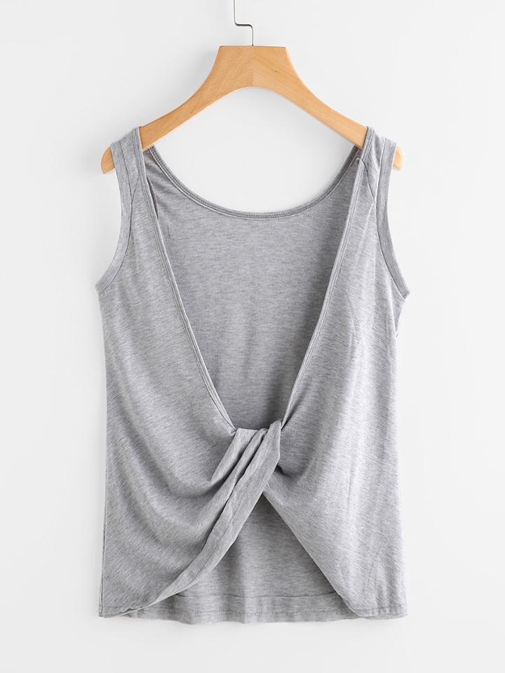 Shein Twist Knot Back Marled Tank Top