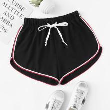 Shein Striped Dolphin Hem Drawstring Shorts
