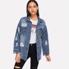 Shein Badge Patched Ripped Detail Jacket