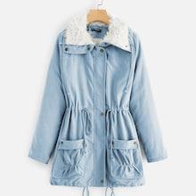 Shein Contrast Line Pocket Front Drawstring Detail Coat