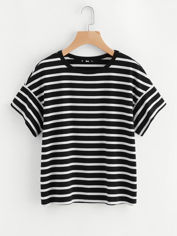 Shein Drop Shoulder Striped Tee
